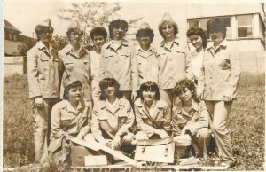 Military women sanitery uniform instant photo Romania 1980s