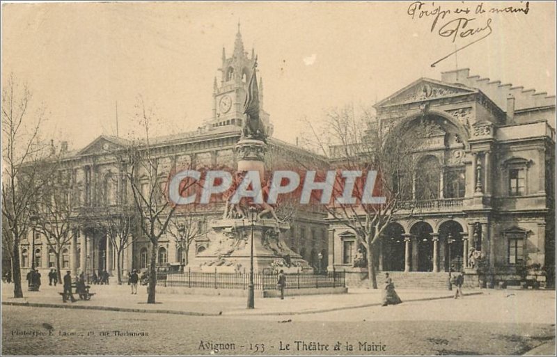 Old Postcard-Avignon The theater and the town hall