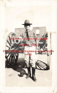 Mexico Border War, RPPC, US Army Soldier with 3 Inch Artillery Gun