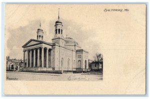 c1905s Roman Catholic Cathedral Exterior Roadside Baltimore Maryland MD Postcard