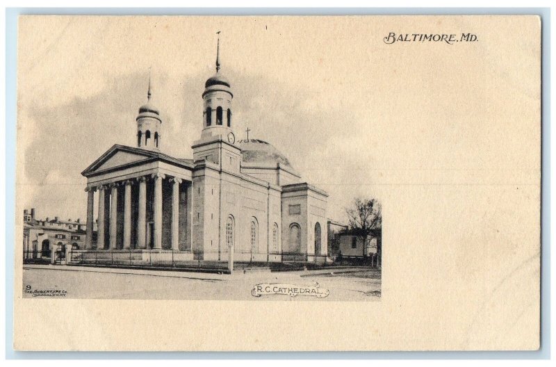 c1905s Roman Catholic Cathedral Exterior Roadside Baltimore Maryland MD Postcard