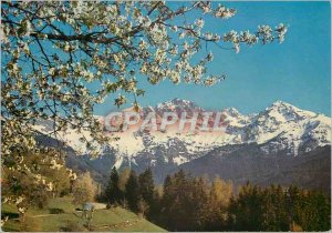 Modern Postcard The Alps in Natural Colors Belledonne Chain in Spring