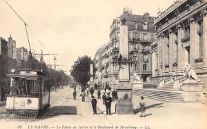 Le Havre Upper Normandy France trolley train courthouse antique pc Y14341