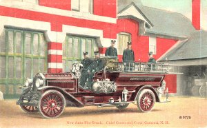 Concord NH Combination Fire Fighting Truck w/Firemen, Postcard