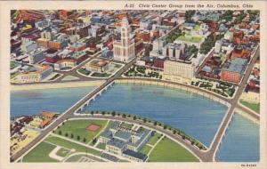 Ohio Columbus Aerial VIew Civvic Center Group 1941 Curteich