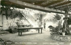 Pacific Palisades, California, Will Rogers Ranch Home, Patio, RPPC, Plunkett 5