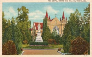 Vintage Postcard 1930's The Chapel Spring Hill College Mobile Alabama Carter's