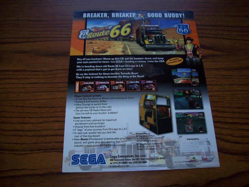 SEGA KING OF ROUTE 66 ARCADE VIDEO GAME FLYER BROCHURE  