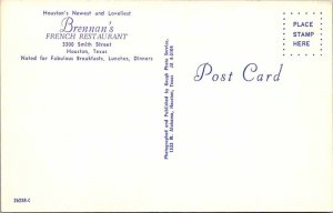 Postcard RESTAURANT SCENE Houston Texas TX AK2826