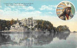 Native American Indian Lovers Leap Starved Rock State Park Illinois postcard