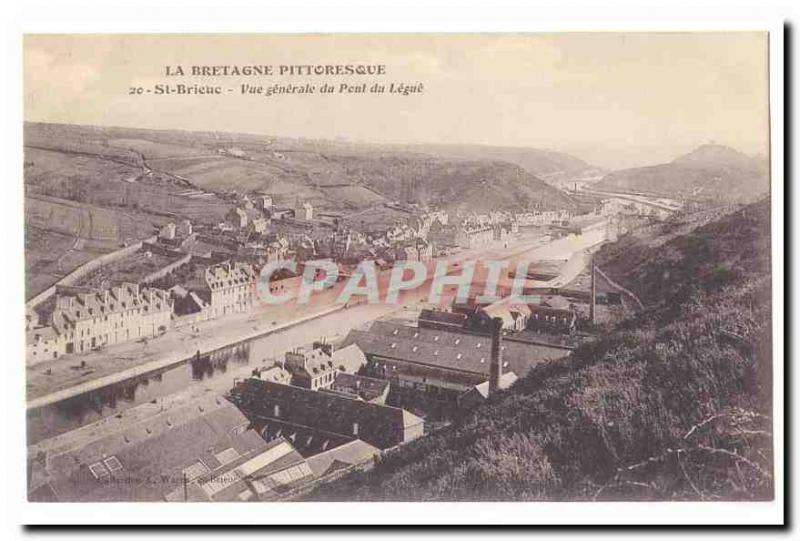 Saint Brieuc Old Postcard General view of Legue Bridge (factories)