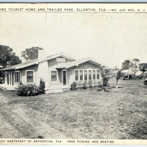 c1920s Ellenton, Fla Tourist Home Trailer Park Postcard FL Bradenton Vogt A88