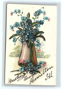 Greetings From HAMILTON, IL Illinois ~ c1910s Flowers Hancock County Postcard