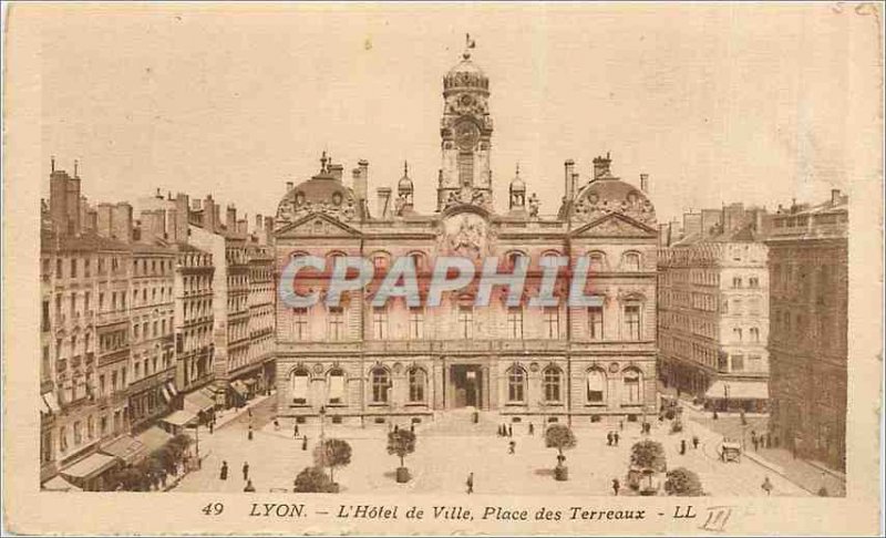 Old Postcard Lyon Hotel de Ville Place Bellecour