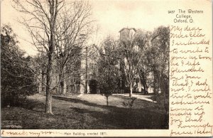 Vtg 1906 Western College For Women Main Building Oxford Ohio OH Postcard