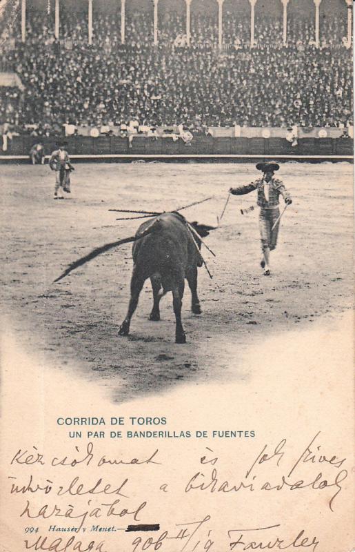 Typical bullfight Spain Corrida del Toros  Un par de banderillas de fuentes 1906