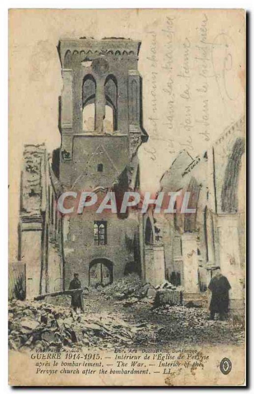 Old Postcard War 1914-1915 Interior of the Church of Pervyse after bombing