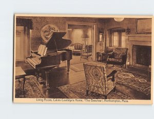 Postcard Living Room, Calvin Coolidge's Home, The Beeches, Northampton, MA