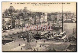 Old Postcard Le Havre Place Gambetta Commemorative Monument to the Great War ...