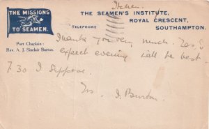 The Seamans Institute Southampton 1920s Official Postcard