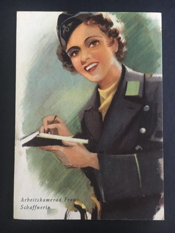 Mint WW2 Postcard Germany Army Women at War Series Working with Clipboard