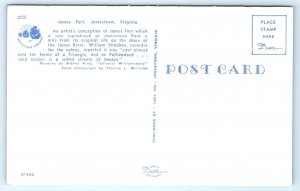 JAMESTOWN, VA Virginia ~ Artist's View (Sidney King) JAMES FORT c1950s  Postcard