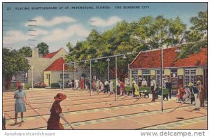 Florida Saint Petersburg Playing Shuffleboard At The Sunshine City 1941