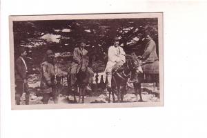 Real Photo, People Sitting on Donkeys, French Back, Size 4.5 X 2.5 Inches