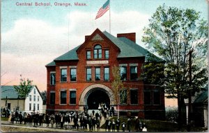 Vtg 1910s Central School Orange Massachusetts MA Unused Antique Postcard