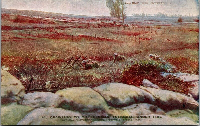 Vtg Soldiers Crawling to German Trenches Under Fire WW1 Military ...