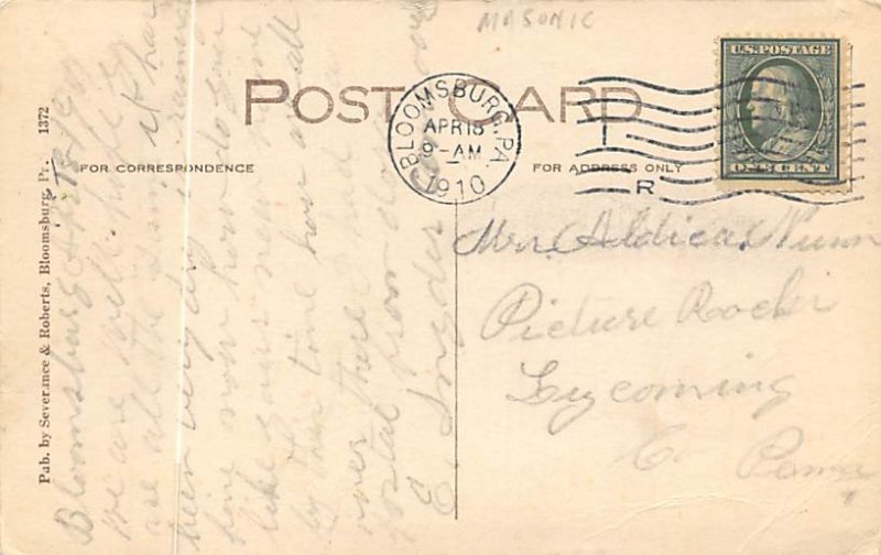 Masonic Temple Bloomsburg, Pennsylvania USA 1910 