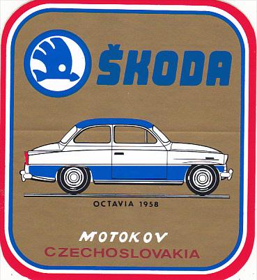 OCTAVIA 1958 SKODA AUTO MANUFACTURING LABEL CZECHOSLOVAKIA