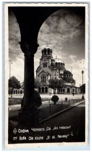 Sofia Bulgaria Postcard The Church of St. Al Nevsky 1939 Posted RPPC Photo