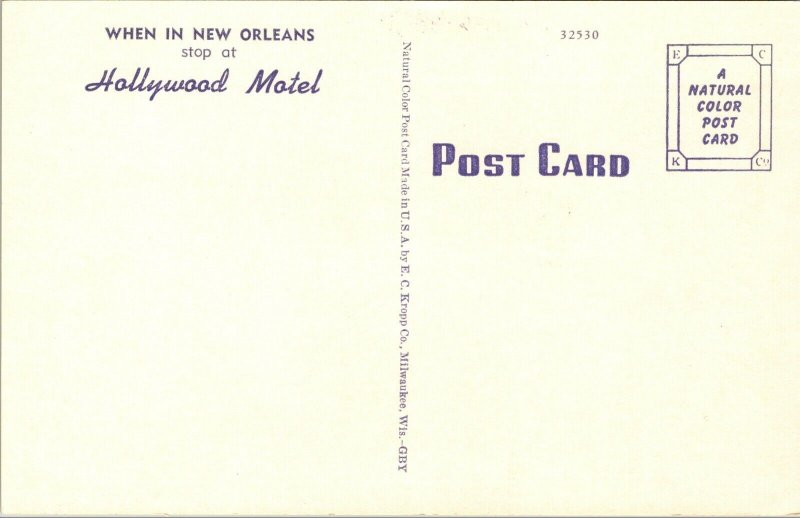 Linen Postcard Multiple Views of Hollywood Motel in New Orleans, Louisiana~4650