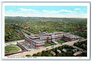 Omaha Nebraska NE Postcard Technical High School Building Bird's Eye View c1930s