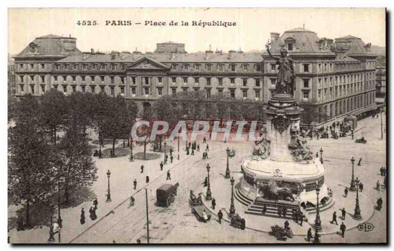 Old Postcard Paris Place de la Republique Lion