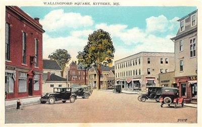 KITTERY, MAINE Wallingford Square Street Scene York Co. c1920s Vintage Postcard 