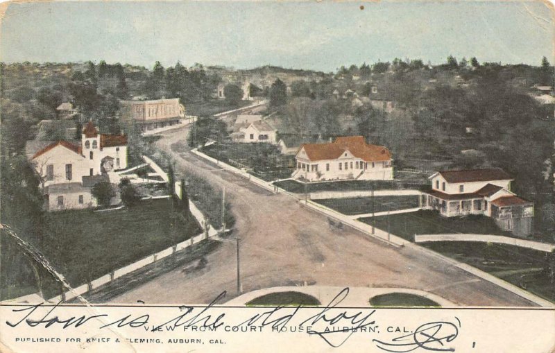 View From Court House, Auburn, California Street Scene 1908 Vintage