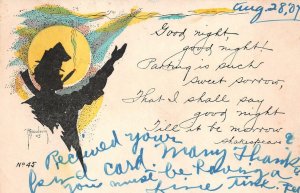 SHAKESPEARE QUOTE PARTING IS SUCH SWEET SORROW ARTIST SIGNED POSTCARD 1907