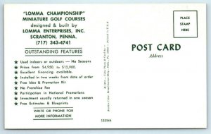 Advertising LOMMA MINIATURE GOLF COURSES Scranton, PA Bumper Pool 1972 Postcard