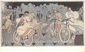  Bicycle Postcard Girls on bicycles