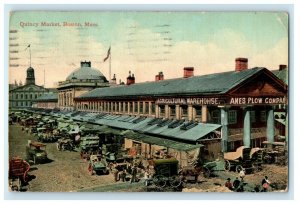 1917 Quincy Market Boston Massachusetts MA Posted Antique Postcard