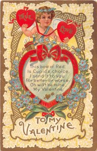 G26/ Valentine's Day Love Holiday Postcard c1910 Cupid Heart Nash 11