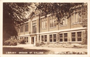 J65/ Corvallis Oregon RPPC Postcard c1940s Library Oregon State College 236