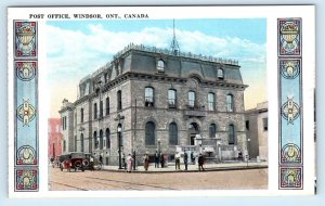 WINDSOR, Ontario, Canada POST OFFICE Street Scene Early Cars c1920s Postcard