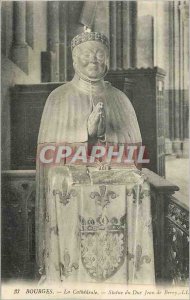 Old Postcard Bourges La Cathedrale Statue of Duke Jean de Berry