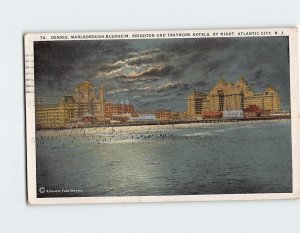 Postcard Hotels By Night Atlantic City New Jersey USA