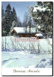 Postcard Modern Fantasy Chalet Happy new year