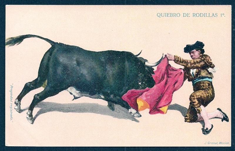 Quiebro de Rodillas Bullfighting & Cape Mexico unused c1905