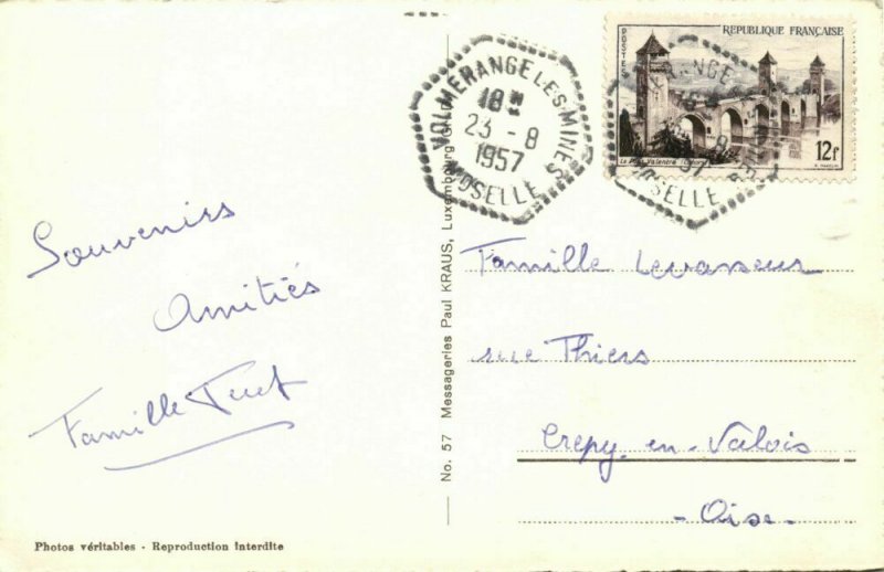 luxemburg, DUDELANGE, Tele-Luxembourg Station d'émission (1957) RPPC Postcard